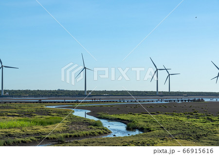 高美湿地の遊歩道　台中市　台湾 66915616
