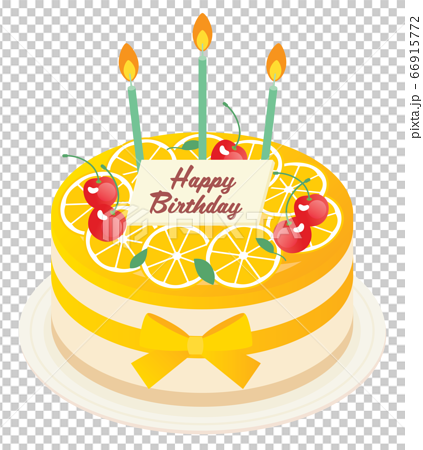 オレンジのお誕生日ムースケーキのイラスト素材
