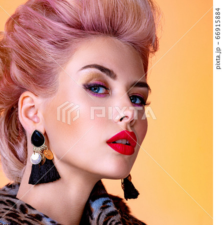 Beautiful woman with style hairstyle. White woman 66915884