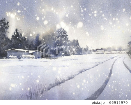 水彩画 雪景色のイラスト素材 [66915970] - PIXTA