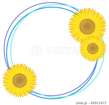 丸型向日葵フレーム（青色） 66915975