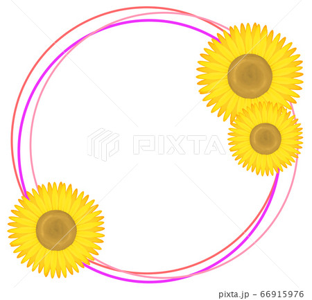 丸型向日葵フレーム（紫色） 66915976