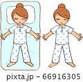 イラスト素材: 大の字で眠る女性　布団有無セット 66916305