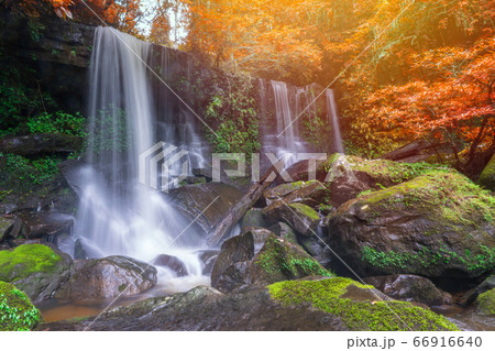 Waterfall scene at Rom Klao Pharadon Waterfalls in rainforest  Thailand 66916640