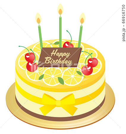 レモンのお誕生日ムースケーキのイラスト素材
