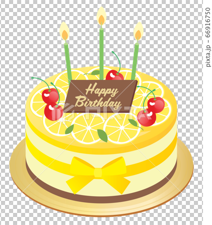 レモンのお誕生日ムースケーキのイラスト素材