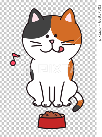 Cat food and happy cat illustration 66917302
