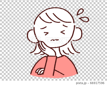 手を顔にあて困る若い女性 手を顔にあて困る若い女性 66917596