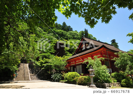 談山神社　けまりの庭から権殿と十三重塔、神廟拝所 66917678