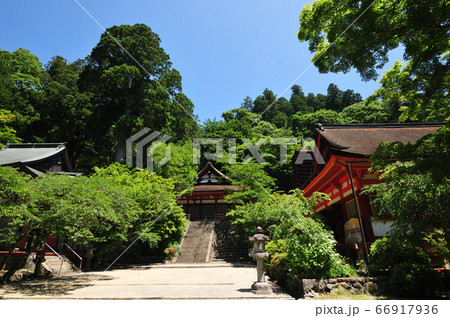 談山神社　けまりの庭から権殿と十三重塔、神廟拝所 66917936
