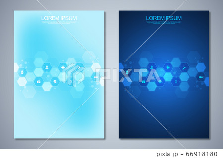 Template brochure or cover book, page layout, flyer design. Concept and idea for health care business, innovation medicine, pharmacy, technology. Medical background with flat icons and symbols. Template brochure or cover book, page layout, flyer design. Concept and idea for health care business, innovation medicine, pharmacy, technology. Medical background with flat icons and symbols. 66918180