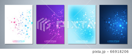 Set of vector template brochures or cover design, book, flyer, with molecules background and neural network. Abstract geometric background of connected lines and dots. Science and technology concept. Set of vector template brochures or cover design, book, flyer, with molecules background and neural network. Abstract geometric background of connected lines and dots. Science and technology concept. 66918206