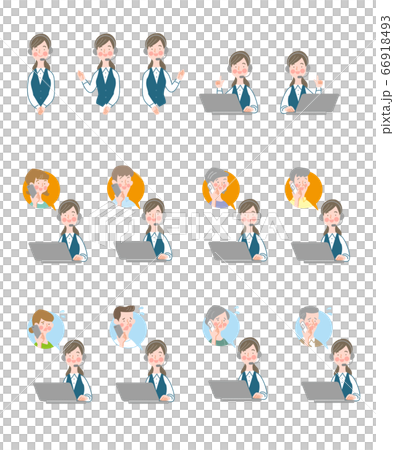 電話受付の女性と人々 66918493