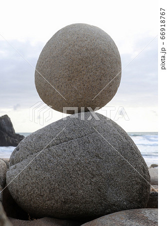 Stone pyramid on the beach Stone pyramid on the beach 66918767
