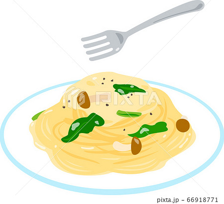 Mushroom And Spinach Cream Pasta Stock Illustration