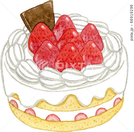 苺のデコレーションケーキのイラスト素材
