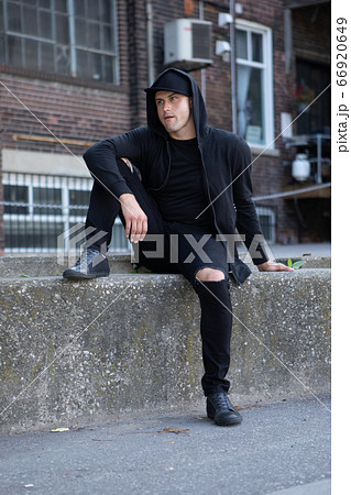 Portrait Of Young Handsome Man Bad Boy Thug 66920649