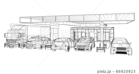 Electric Car Charging Station with Cars and Truck 66920923