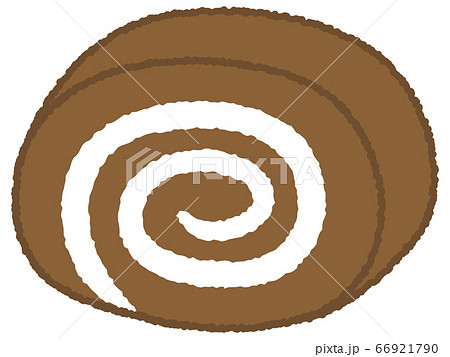 ロールケーキ チョコレート 手描き風のイラスト素材