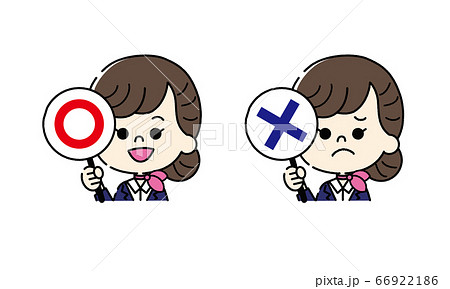 マルバツ印を出す女性CAのイラストセット マルバツ印を出す女性CAのイラストセット 66922186