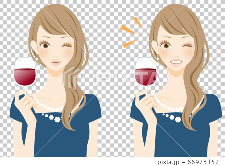 美味しい　乾杯する女性　ワイングラス　人物イラスト 66923152