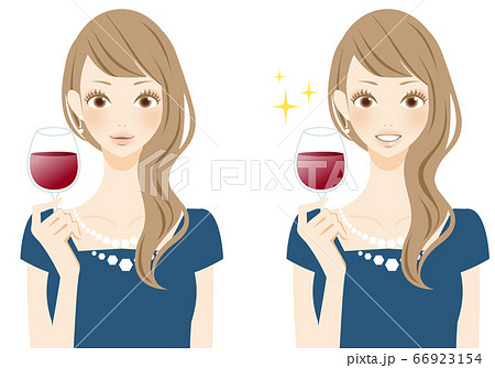ワインを飲む女性　笑顔　パーティー　ボジョレー 66923154