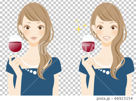 ワインを飲む女性　笑顔　パーティー　ボジョレー 66923154