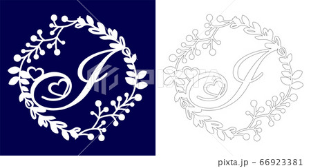 Vector wedding initial monogram for laser cutting. Vector wedding initial monogram for laser cutting. 66923381