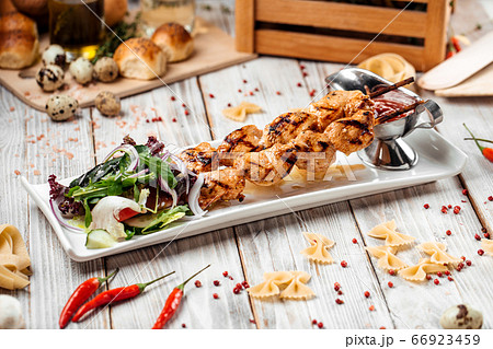 Delicious grilled turkey skewers shashlyq 66923459