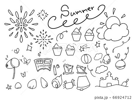 手描き 夏 セットのイラスト素材 [66924712] - PIXTA