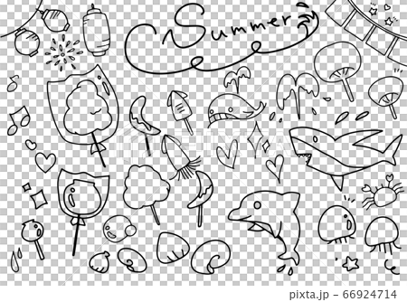 手描き 夏 セットのイラスト素材