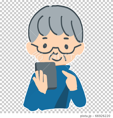 Vector illustration of an elderly man operating a smartphone Vector illustration of an elderly man operating a smartphone 66926220