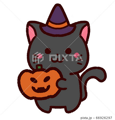 ハロウィンのかわいい黒猫のイラスト素材