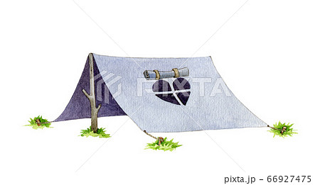 Hiking or camping blue tent watercolor image. Hiking or camping blue tent watercolor image. 66927475