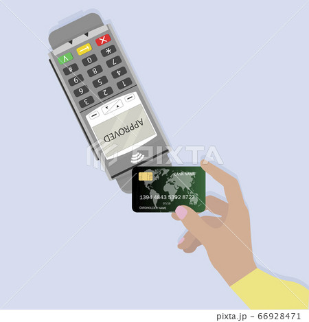 Contactless payment, pay pass use card and 66928471