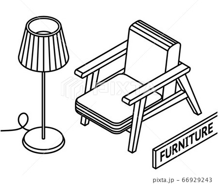 Isometric outline furniture. 3D line drawn Isometric outline furniture. 3D line drawn 66929243