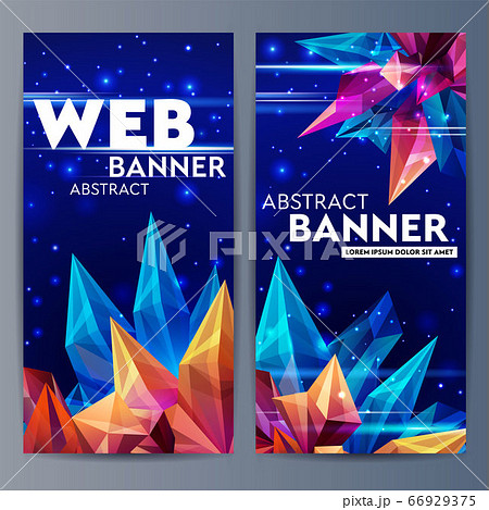 Web banners with faceted crystals. Glass asteroid Web banners with faceted crystals. Glass asteroid 66929375