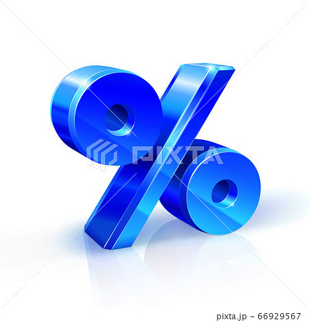 Glossy blue persent sign. 3d Illustration on white 66929567