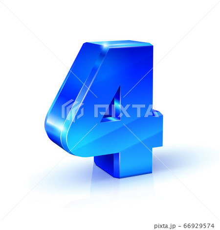 Glossy blue Four 4 number. 3d Illustration on Glossy blue Four 4 number. 3d Illustration on 66929574