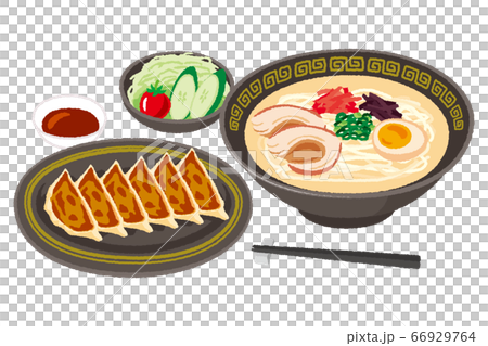 一套豬骨拉麵和餃子的插圖 一套豬骨拉麵和餃子的插圖 66929764