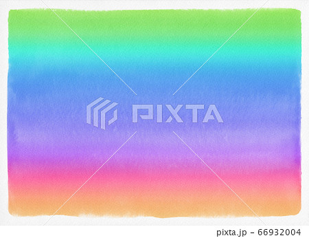 水彩の滲みを表現した 手書きの虹色グラデーションのイラスト素材