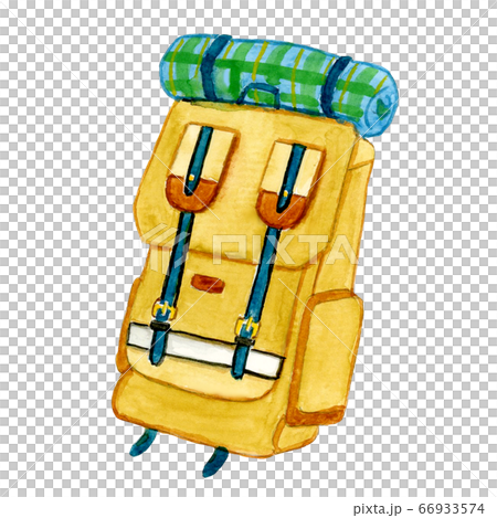 バックパック キャンプ 手描き水彩のイラスト素材
