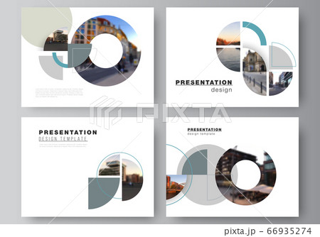 Vector layout of the presentation slides design business templates, multipurpose template for presentation brochure. Background with abstract circle round banners. Corporate business concept template 66935274