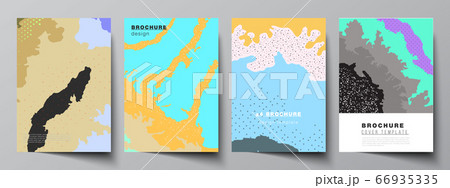 Vector layout of A4 cover mockups design templates for brochure, flyer layout, cover design, book design, brochure cover. Japanese pattern template. Landscape background decoration in Asian style. 66935335