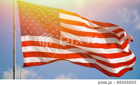 American flag USA waving in the wind. 66936005