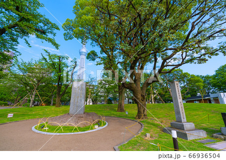 日本の東京都市景観　隅田公園内の明治天皇行幸所などを望む 66936504