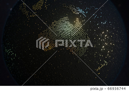 Australia continent made of gold numbers. Data transfer related conceptual 3D rendering Australia continent made of gold numbers. Data transfer related conceptual 3D rendering 66936744