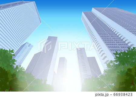 高層ビル群の都市風景イメージのイラスト素材