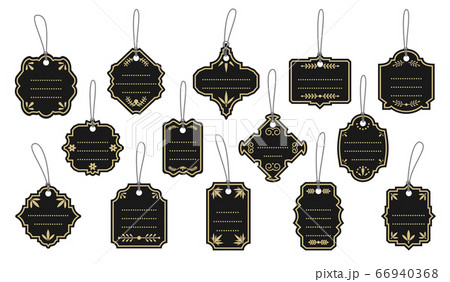 Vintage black labels gold frame tags vector set 66940368