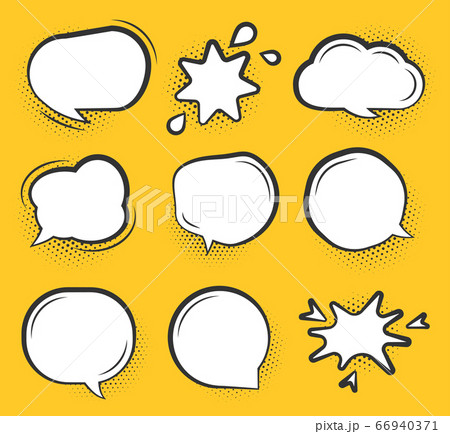 Comic pop art halftone speech bubble vector set 66940371